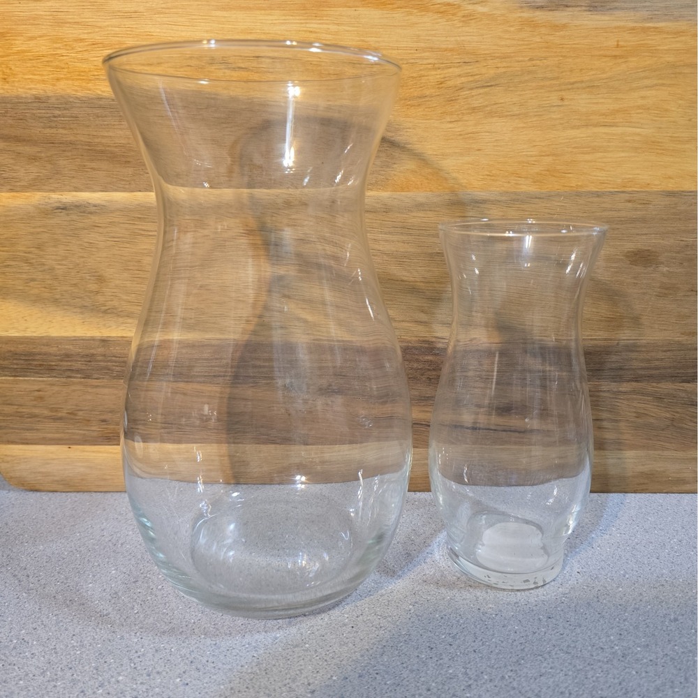 2 Clear Glass Vases